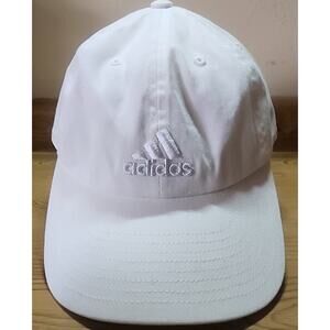 Adidas Baseball Cap Adjustable White Cotton Climalite Strapback Hat